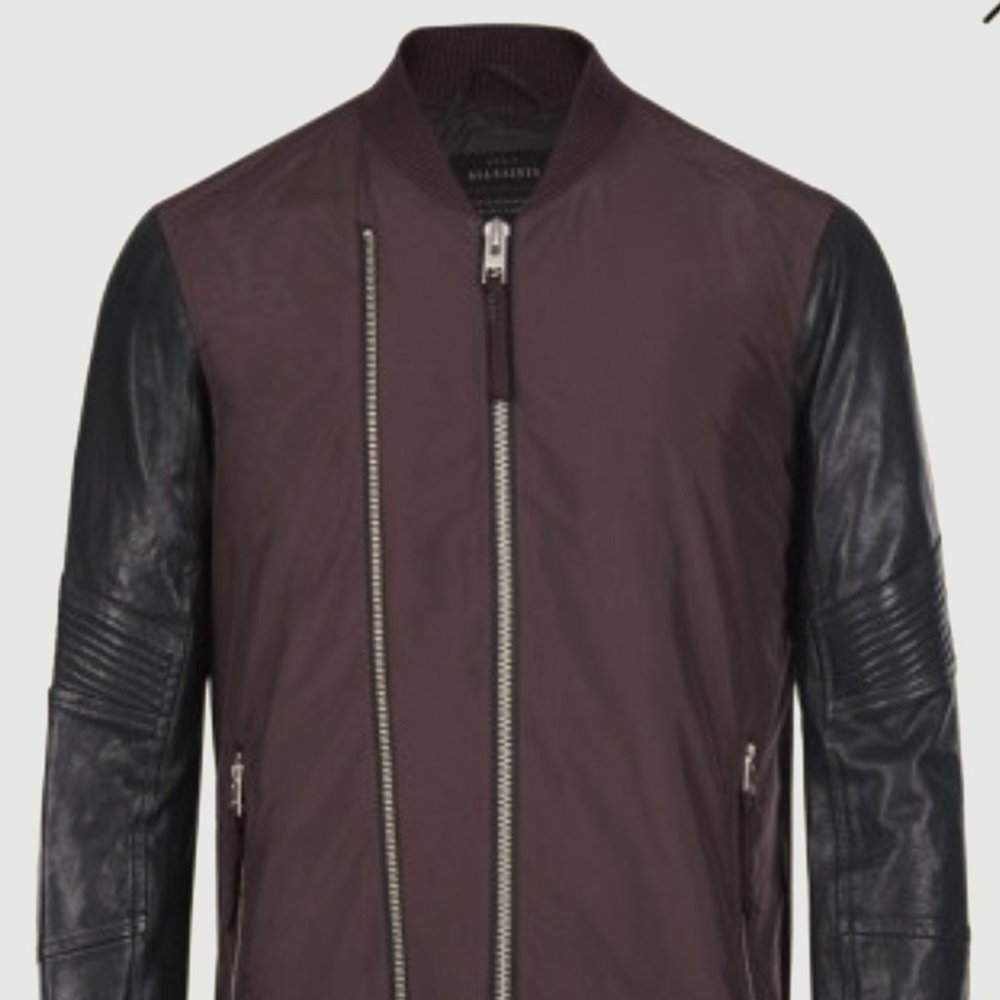 AllSaints / All Saints Leather Sleeve Bomber - excellent condition